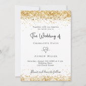 White gold glitter script elegant bruiloft kaart (Voorkant)