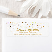 White Gold Glitter Sparkle Confetti Stippen Modern Etiket (Insitu)