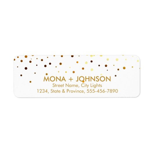 White Gold Glitter Sparkle Confetti Stippen Modern Etiket (Voorkant)
