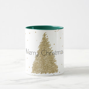White Gold Glitter Sparkle-kerstboom Mok