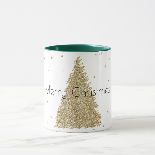 White Gold Glitter Sparkle-kerstboom Mok (Midden)