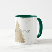 White Gold Glitter Sparkle-kerstboom Mok (Voorkant rechts)