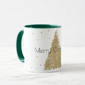 White Gold Glitter Sparkle-kerstboom Mok (Voorkant links)