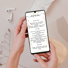 White gold glitter sparkles programmakaart kaart