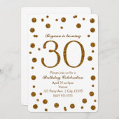 White & Gold Glitter Stippen 30e 30 verjaardagsfee Kaart (Voorkant / Achterkant)