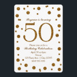 White & Gold Glitter Stippen 50th 50th Birthday Pa Kaart<br><div class="desc">White & Gold Glitter Stippen 50th 50th Birthday Party Invitations.</div>