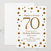 White & Gold Glitter Stippen 70e 70 verjaardagsfee Kaart (Voorkant / Achterkant)