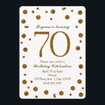 White & Gold Glitter Stippen 70th 70 Birthday Part Kaart<br><div class="desc">White & Gold Glitter Stippen 70th 70th Birthday Party Invitations.</div>
