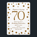 White & Gold Glitter Stippen 70th 70 Birthday Part Kaart<br><div class="desc">White & Gold Glitter Stippen 70th 70th Birthday Party Invitations.</div>