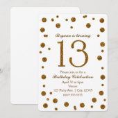 White & Gold Glitter Stippen Sweet 13 Verjaardagsf Kaart (Voorkant / Achterkant)