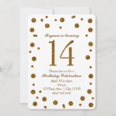 White & Gold Glitter Stippen Sweet 14 Verjaardagsf Kaart (Voorkant)