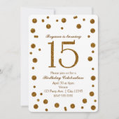 White & Gold Glitter Stippen Sweet 15 Verjaardagsf Kaart (Voorkant)