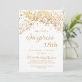 White Gold Glitter Surprise 18th Birthday Kaart (Staand voorkant)