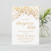 White Gold Glitter Surprise 30th Birthday Kaart (Staand voorkant)