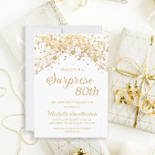 White Gold Glitter Surprise 80th Birthday Kaart
