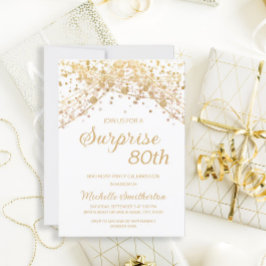 White Gold Glitter Surprise 80th Birthday Kaart