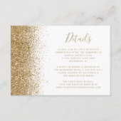 White Gold Glitter Wedding Details Informatiekaartje (Voorkant)