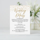 White & Gold Glitter Wedding Details Kaart (Staand voorkant)