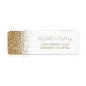 White Gold Glitter Wedding Retouradres Etiket (Voorkant)