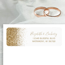 White Gold Glitter Wedding Retouradres Etiket