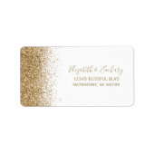 White Gold Glitter Wedding RSVP-adres Etiket (Voorkant)