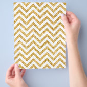 White Gold Glitter Zigzag Stripes Chevron Pattern Flyer (Hand)