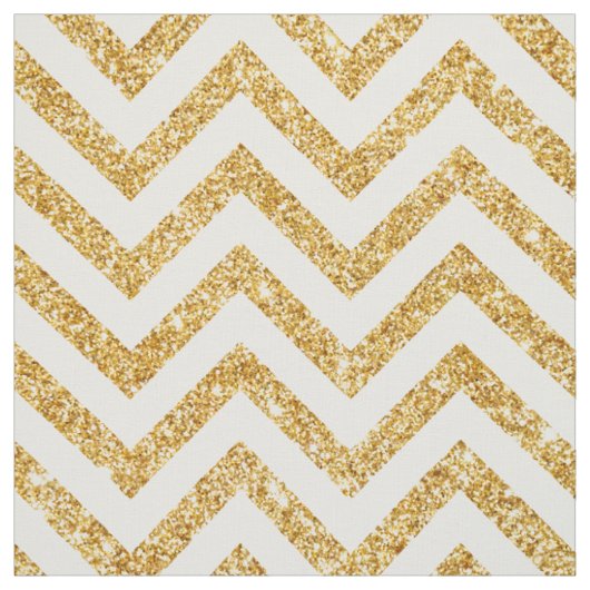 White Gold Glitter Zigzag Stripes Chevron Pattern Stof (Swatch)