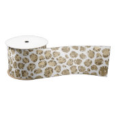 White Gold Glitz Sparkle Leopard Print Satijnen Lint (Spoel)