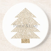 White Gold Glitzy Glitter-kerstboom Zandsteen Onderzetter (Voorkant)