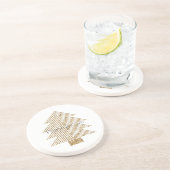 White Gold Glitzy Glitter-kerstboom Zandsteen Onderzetter (Zijkant)