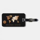 White Gold Gradient Wereldkaart Travel Monogram Na Bagagelabel (Achterkant horizontaal)