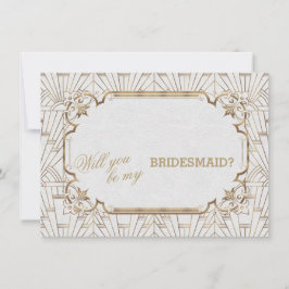 White Gold Great Gatsby Art Dec Wedding Bridesmaid Kaart