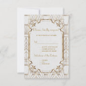 White Gold Great Gatsby Art Deco 1920s RSVP (Voorkant)