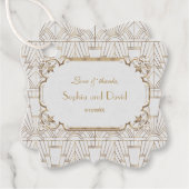 White Gold Great Gatsby Art Deco 1920s Wedding Bedankjes Labels (Voorkant)