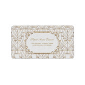 White Gold Great Gatsby Art Deco 1920s Wedding Etiket (Voorkant)