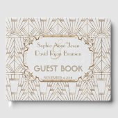 White Gold Great Gatsby Art Deco 1920s Wedding Gastenboek (Voorkant)