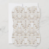 White Gold Great Gatsby Art Deco 1920s Wedding Kaart (Achterkant)