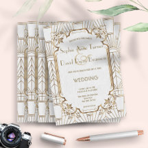White Gold Great Gatsby Art Deco 1920s Wedding