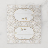 White Gold Great Gatsby Art Deco 1920s Wedding Plaatskaartje (Buitenkant ongevouwen)