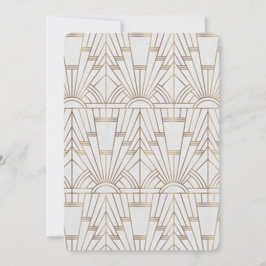 White Gold Great Gatsby Art Deco Birthday Party Kaart (Achterkant)