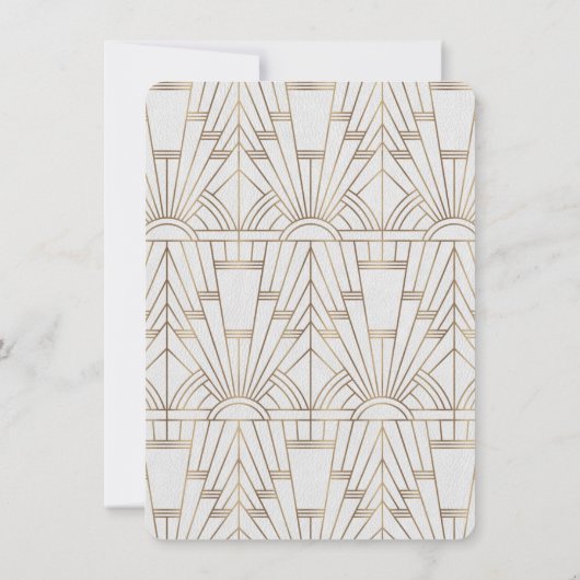 White Gold Great Gatsby Art Deco Vrijgezellenfeest Kaart (Achterkant)