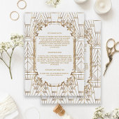 White Gold Great Gatsby Art Deco Wedding - Gegeven Informatiekaartje