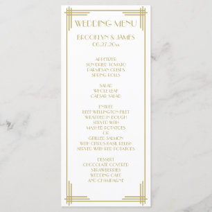 White Gold Great Gatsby Art Deco Wedding Menu Kaar