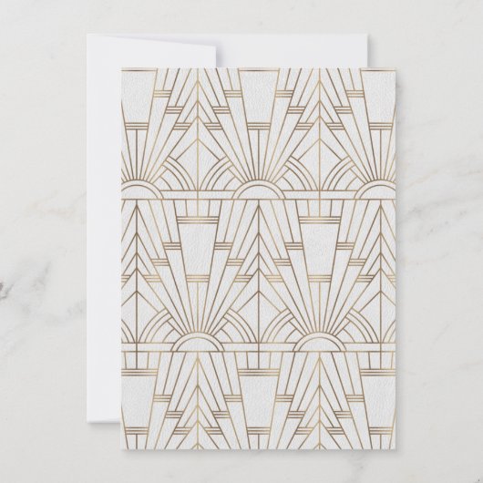 White Gold Great Gatsby Art Deco Wedding Reception Kaart (Achterkant)