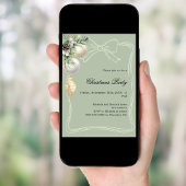 White gold green baubles bow Christmas Party Kaart