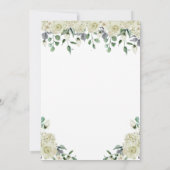 White Gold Green Floral Baptism Invitation Kaart (Achterkant)