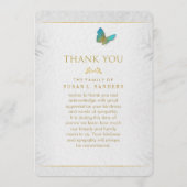 White Gold & Grey Butterfly Memorial Bedankkaart (Achterkant)