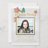 White Gold & Grey Butterfly Memorial Bedankkaart (Voorkant)