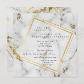 White Gold Grey Marble Geometric Square Party Kaart (Voorkant / Achterkant)