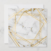 White Gold Grey Marble Geometric Square Party Kaart (Achterkant)